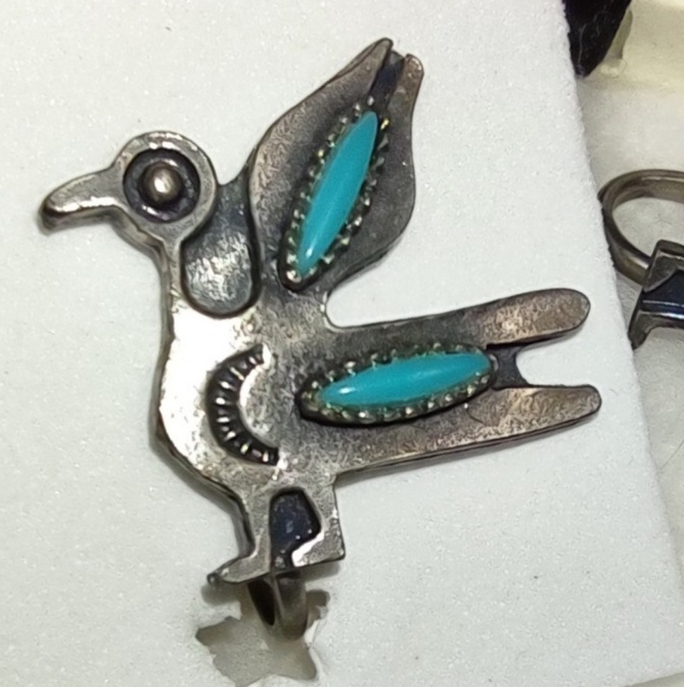 Vintage Native American Turquoise Bird Clip Earrings